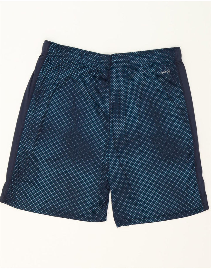 RUSSELL ATHLETIC Mens Abstract Pattern Sport Shorts XL  Blue Polyester Vintage Russell Athletic and Second-Hand Russell Athletic from Messina Hembry 