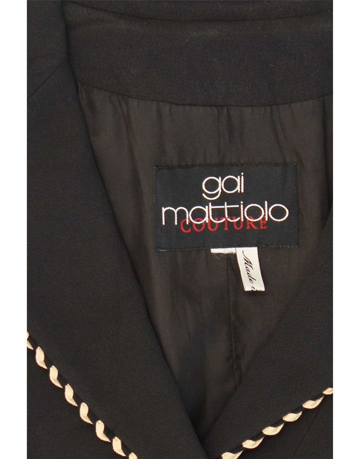 Gai Mattiolo Chaqueta Blazer de 3 Botones para Mujer UK 44 Viscosa Negra Mediana
