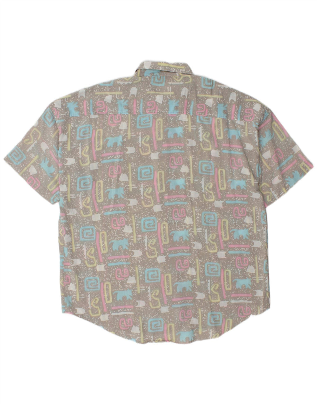 Vintage Mens Short Sleeve Shirt XL Grey Geometric