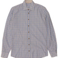 Vintage Mens Shirt Size 37 38 Small Blue Gingham Cotton