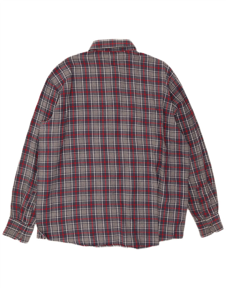 SEA BARRIER Mens Flannel Shirt XL Grey Check Cotton