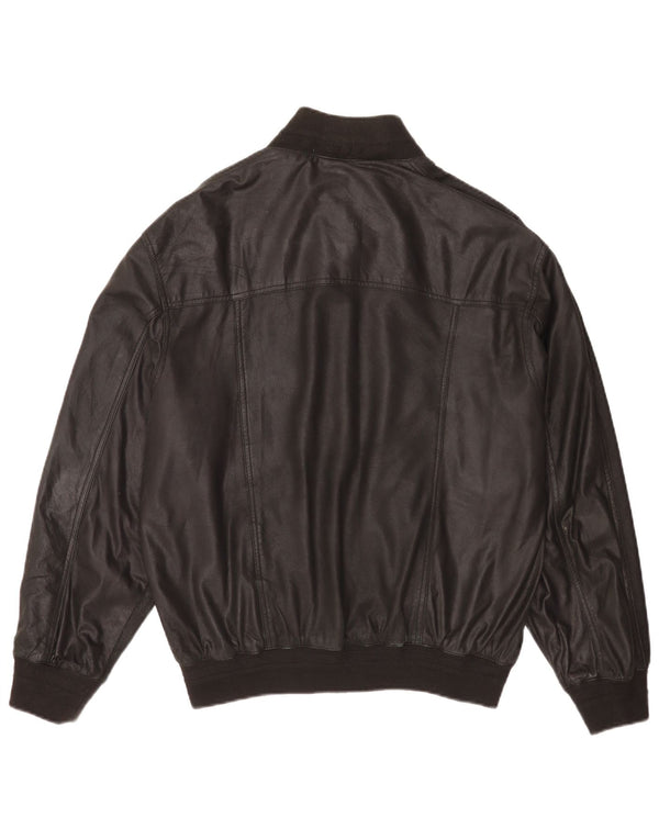 Vintage Mens Leather Bomber Jacket IT 54 2XL Black