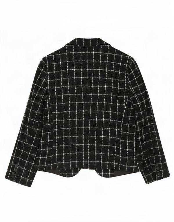 Jaqueta blazer feminina Zara com 1 botão EU 44 XL preto xadrez acrílico