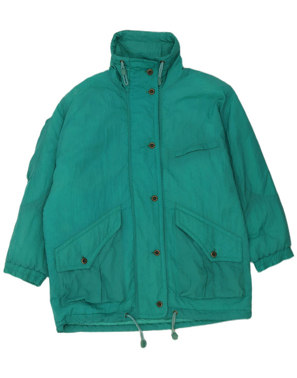 Vintage mujer abrigo acolchado de gran tamaño EU 46 XL Nylon verde