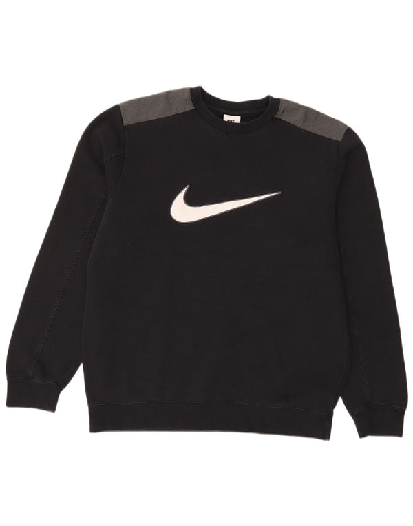 Nike Mens Graphic Sweatshirt Jumper Medium Black Colourblock Cotton