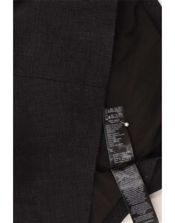 Marks & Spencer Womens Crop Waistcoat UK 10 Small Black Linen