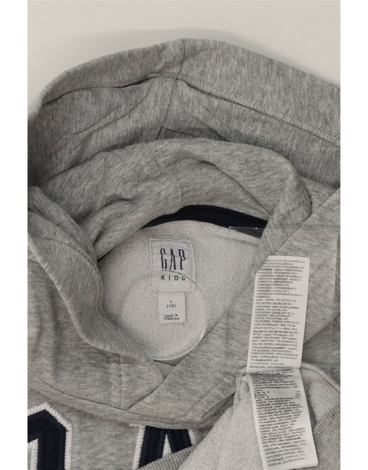 GAP Boys Graphic Hoodie Jumper 9-10 Years Large Grey Cotton Vintage Gap and Second-Hand Gap from Messina Hembry 