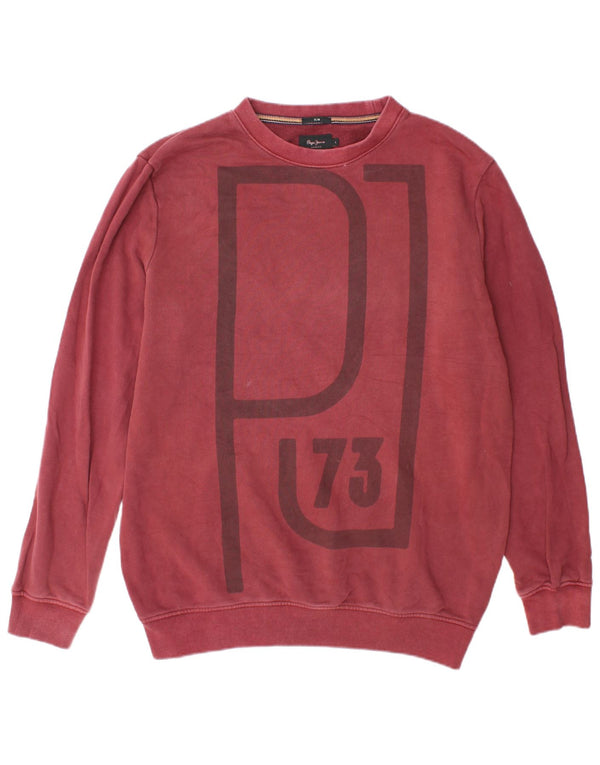 PEPE Jeans Sweat-shirt graphique pour homme en coton bordeaux Taille L