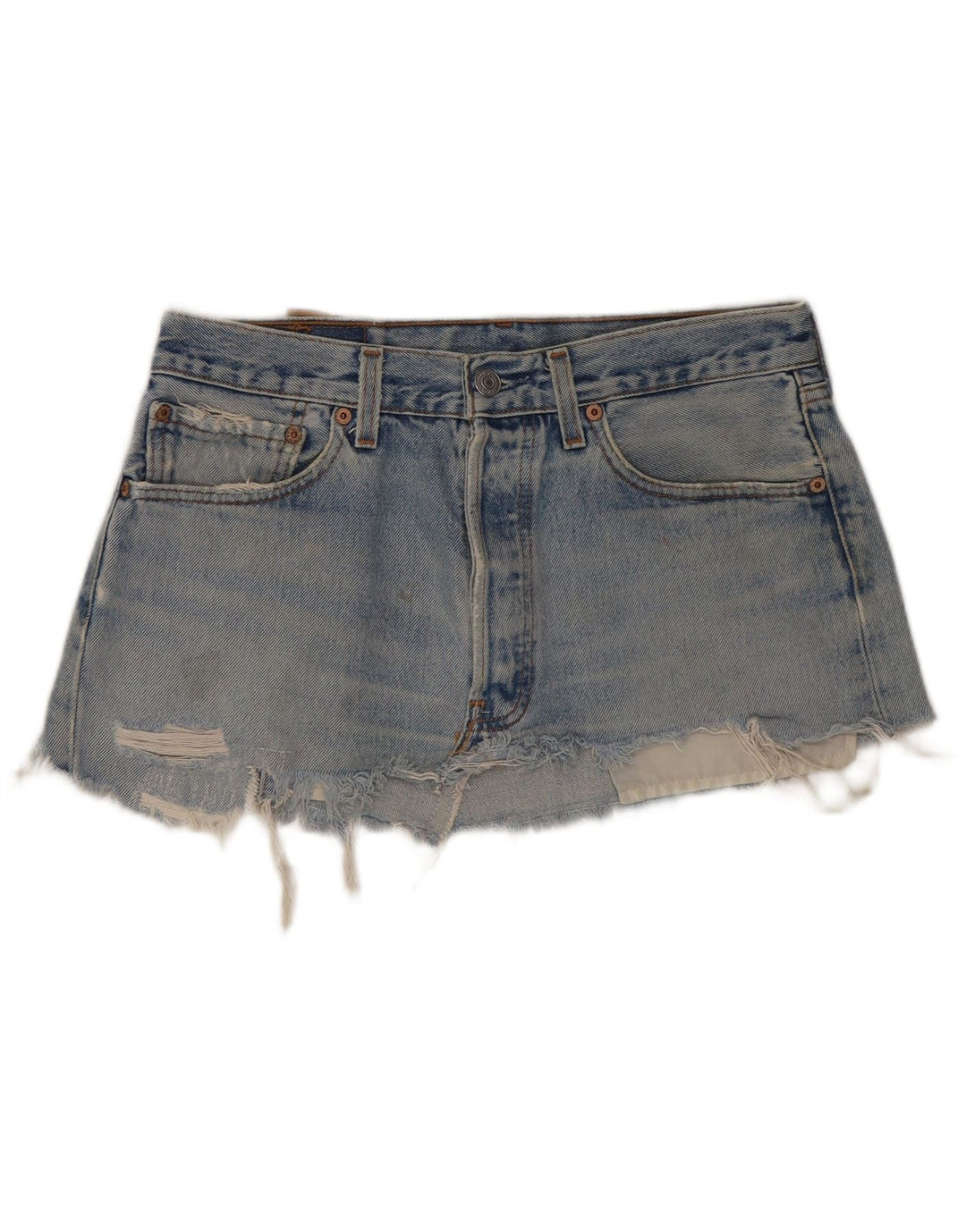 Levi's Womens 501 Distressed Mini denim nederdel W31 Medium Blue Bomuld