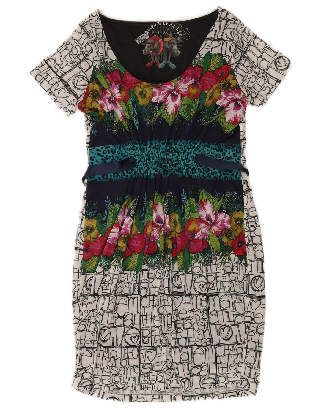Desigual Γυναικείο Graphic Basic Φόρεμα UK 14 Μεγάλο πολύχρωμο πολυεστέρα