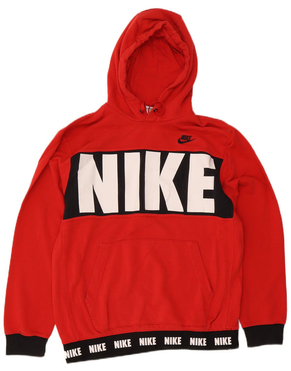 Felpa con cappuccio grafica Nike da uomo, grande, in cotone color block rosso