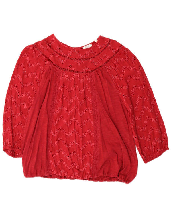 FAT FACE Bluză cu mâneci 3/4 pentru femei UK 14 mare, roșu, bumbac floral