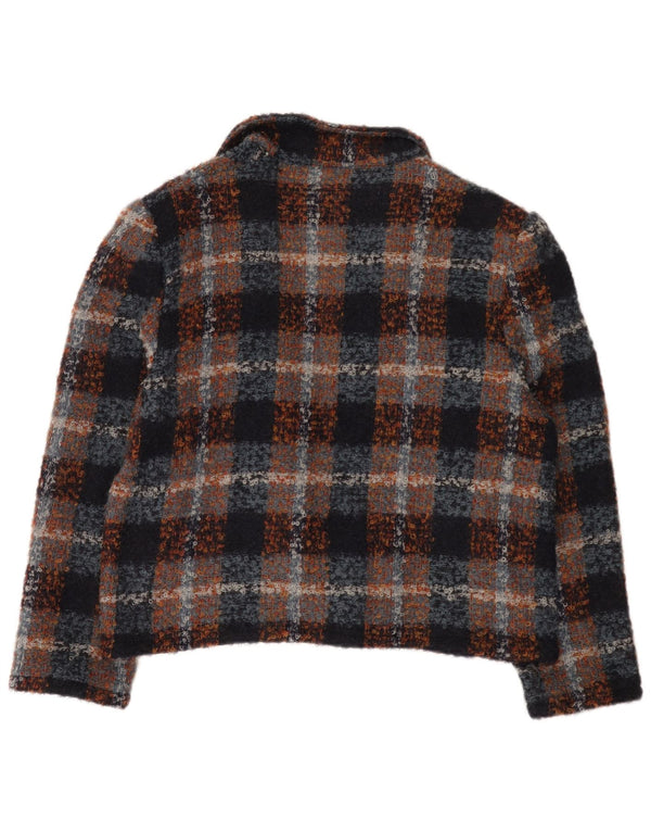 Giacca Bolero aperto da donna vintage IT 48 XL in lana a quadri multicolore