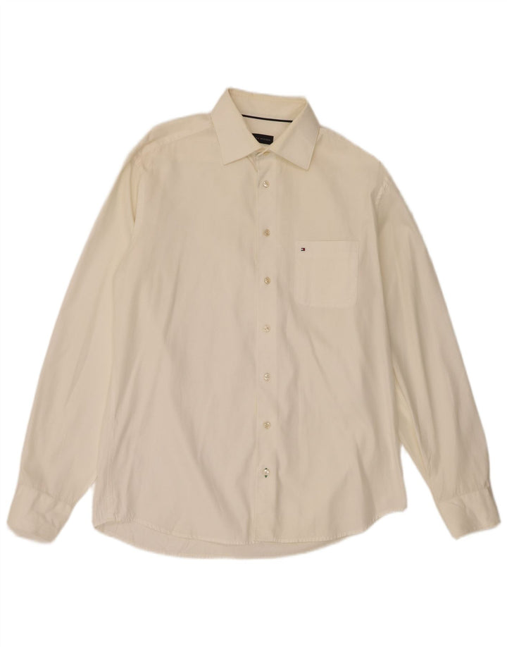 Tommy Hilfiger Mens Shirt Size 39 15 1/2 Medium Off White Cotton