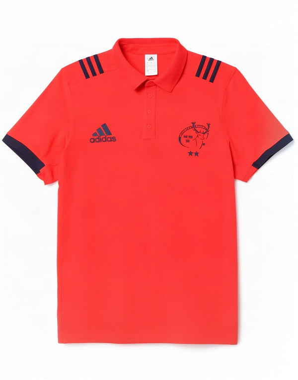Adidas Mens Munster Rugby Graphic Polo Shirt Large Red Colourblock Cotton