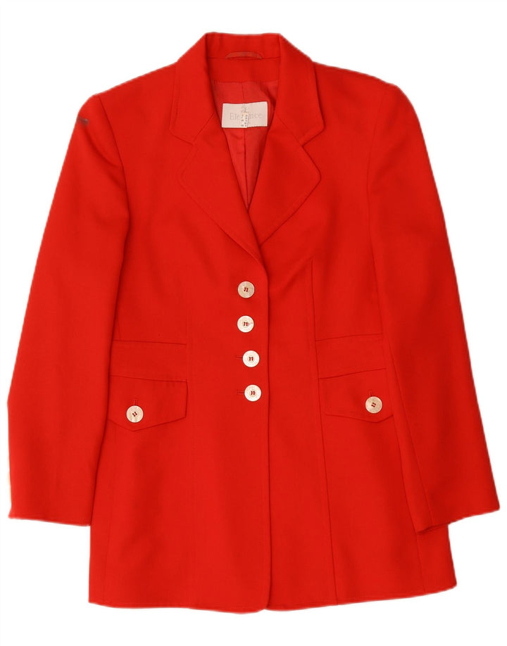 Elegance Damen-Blazer mit 4 Knöpfen, UK 10, Größe S, rote Schurwolle