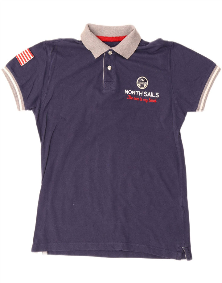 NORTH SAILS Mens Graphic Polo Shirt Small Navy Blue Colourblock