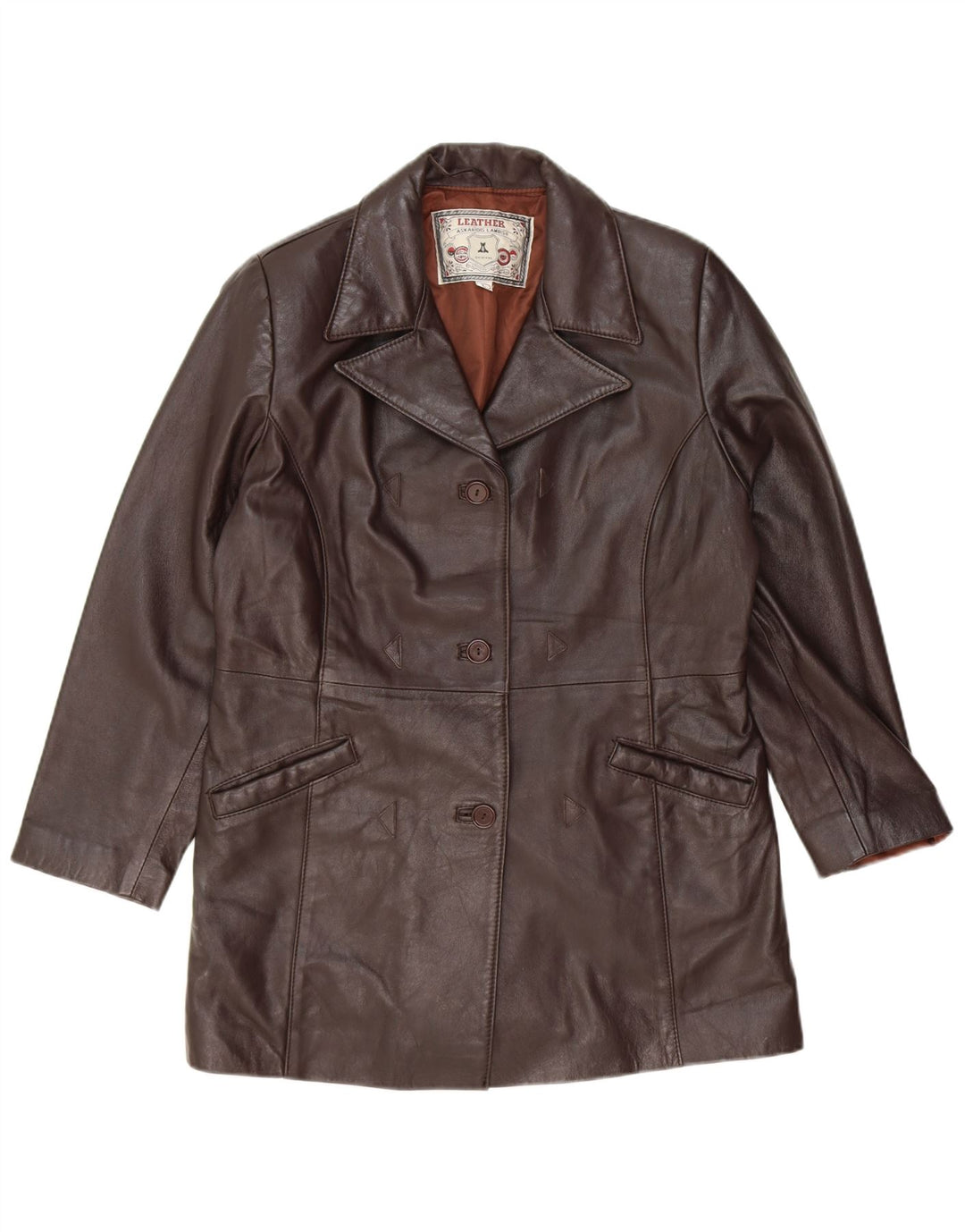 VINTAGE Womens Leather Jacket UK 14 Large Brown Leather