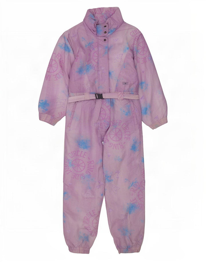 Macacão de esqui gráfico feminino vintage UK 14 médio roxo