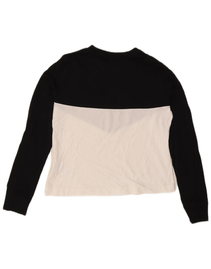 Nike Womens Graphic Top Long Sleeve UK 12 Medium Black Colourblock Cotton