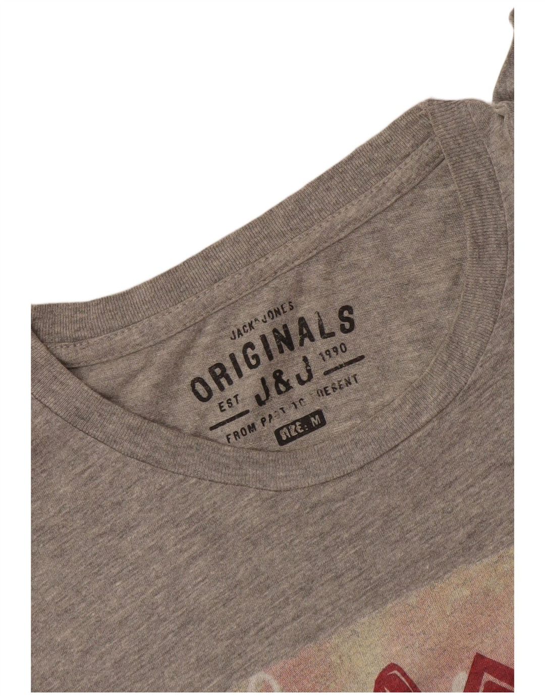Jack & Jones Mens Graphic T-Shirt Top Medium Grey