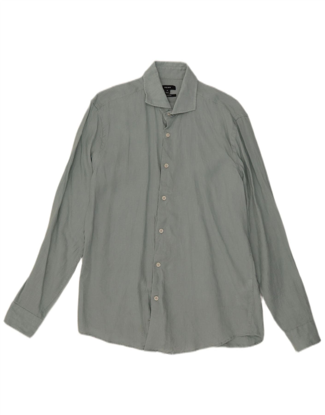 Camisa Reiss Regular Fit De Lino Azul Medio |