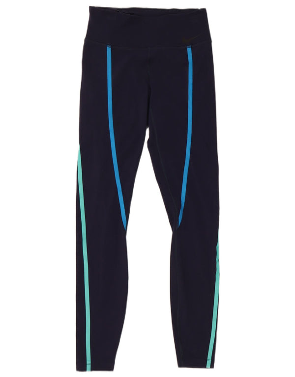 Leggings Nike Dri Fit da donna UK 4 XS nylon blu navy