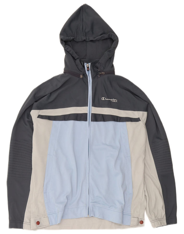 Champion Veste de survêtement à capuche pour homme Small Gris Colorblock Sports