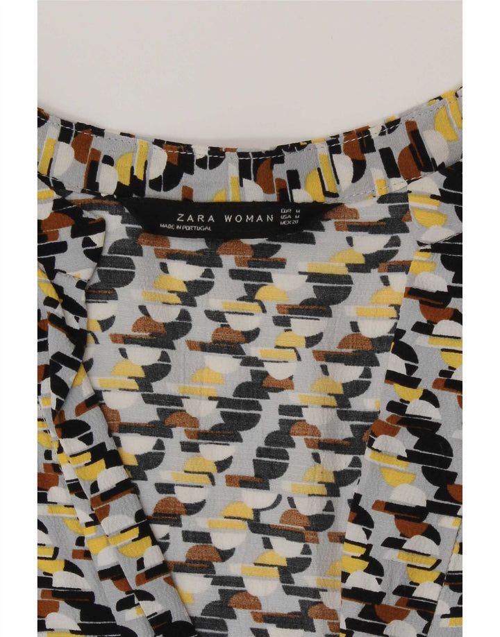 Abito a trapezio con maniche a 3/4 da donna Zara UK 14 medio multicolore geometrico