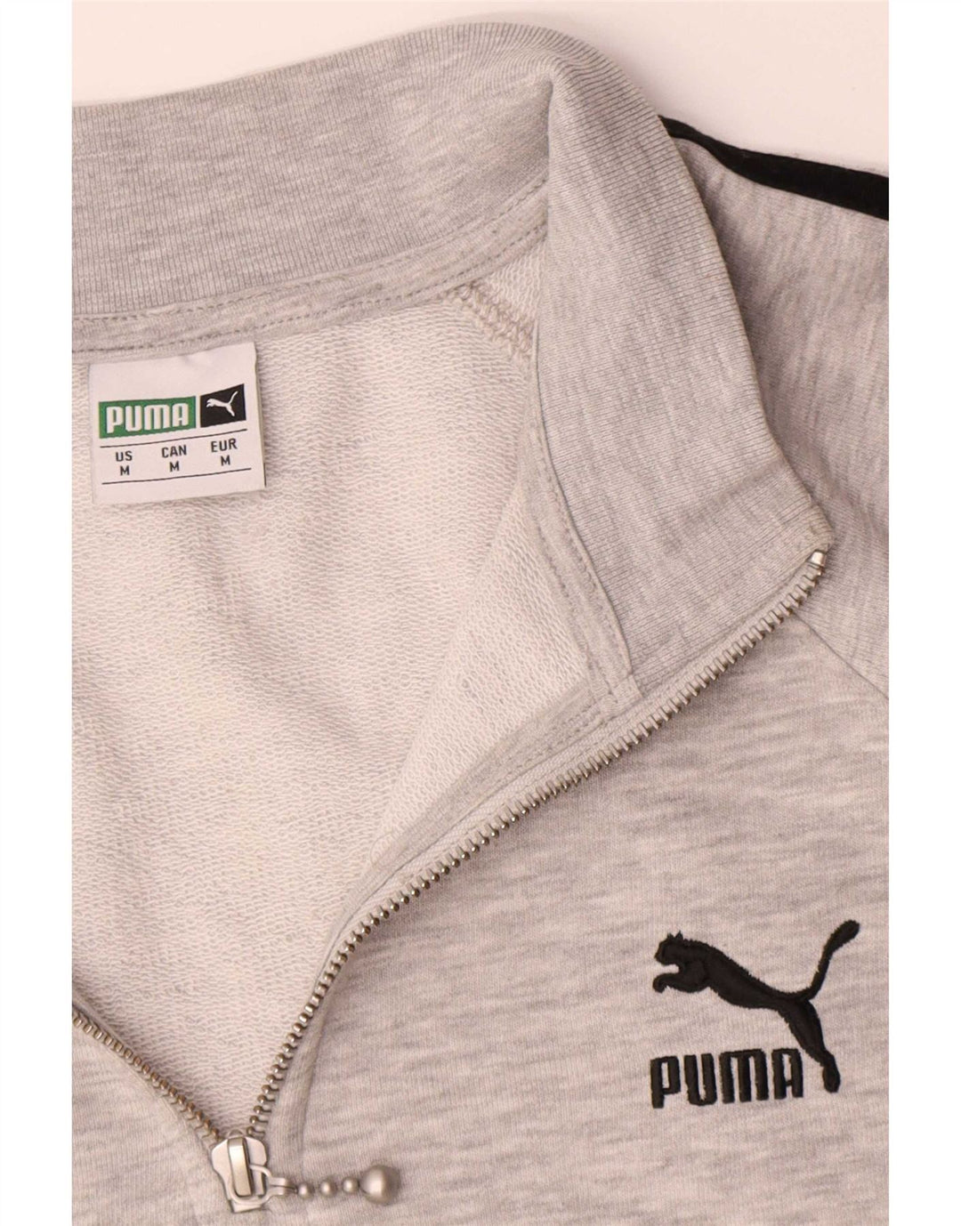Puma Mens Zip Neck Sweatshirt Jumper Medium Grey Flecked Cotton
