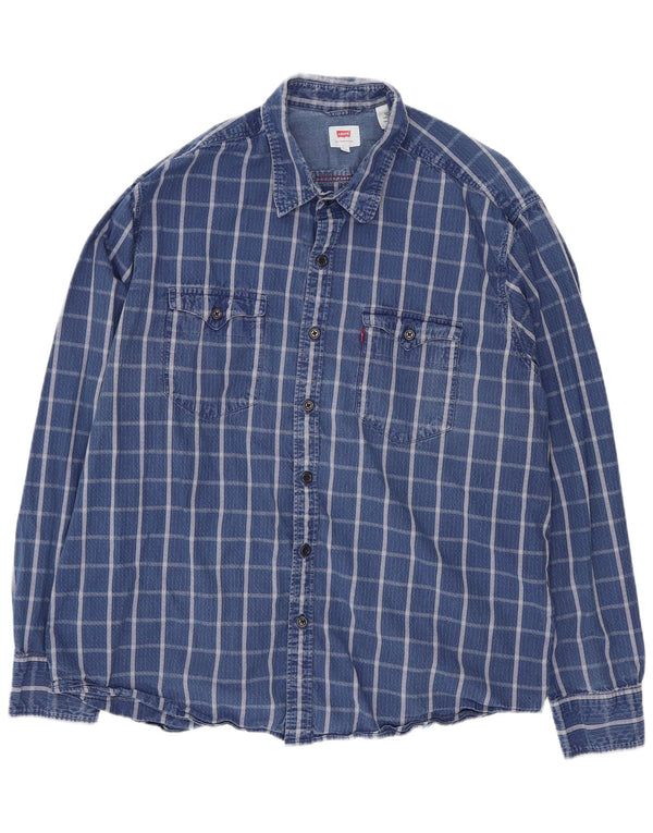 Levi's Mens Shirt XL Blue Check Cotton