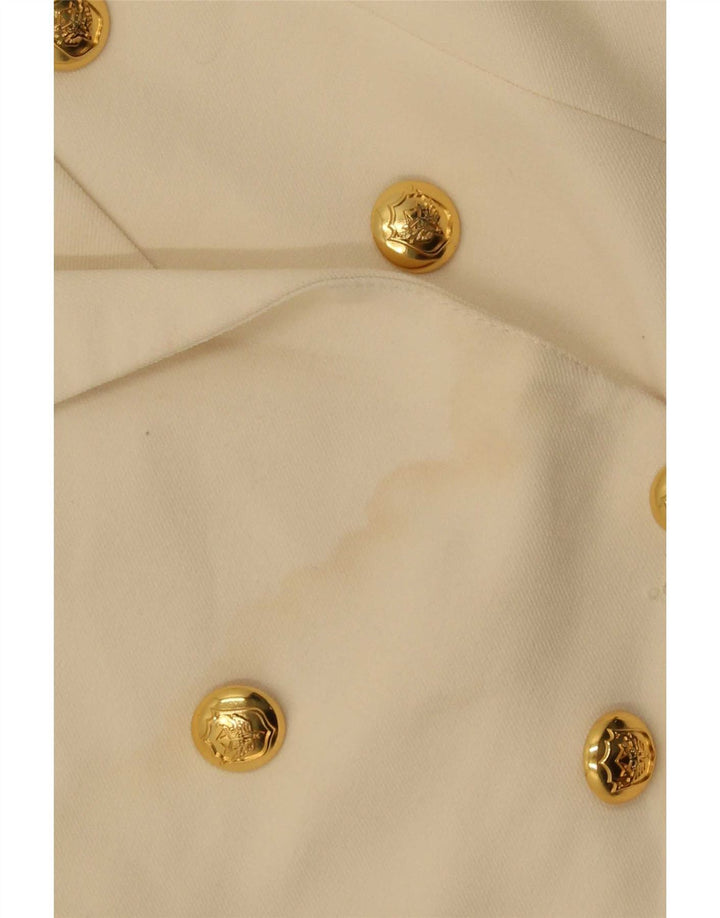 Zara Veste Blazer Double Boutonnage Femme UK 14 XL Polyester Blanc Cassé
