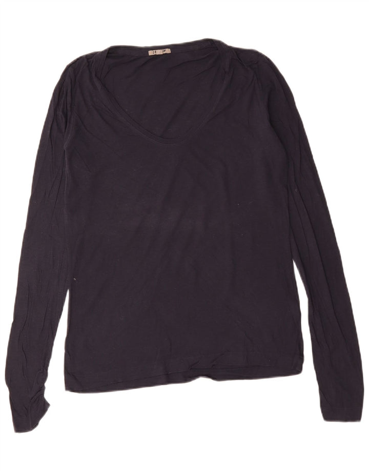 Jigsaw Top da donna a maniche lunghe UK 14 Large in cotone blu navy