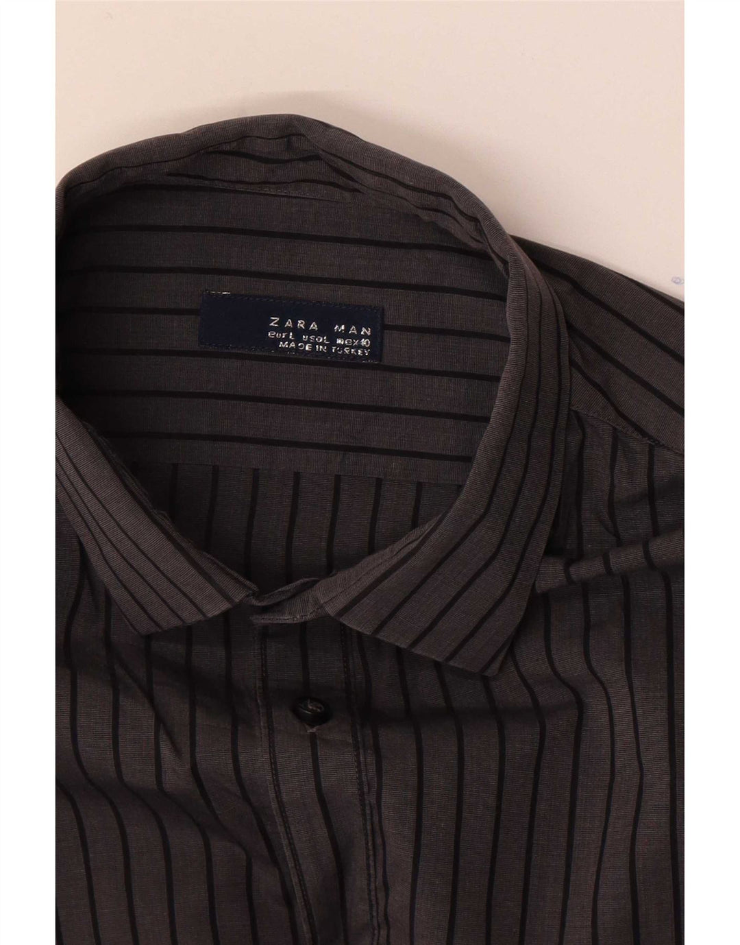 Zara Mens Shirt Large Grey Pinstripe