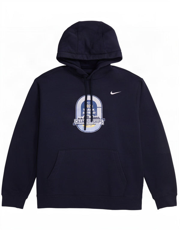 Nike Mens Track & Field Graphic Hoodie Jumper 2XL Navy Blue Cotton