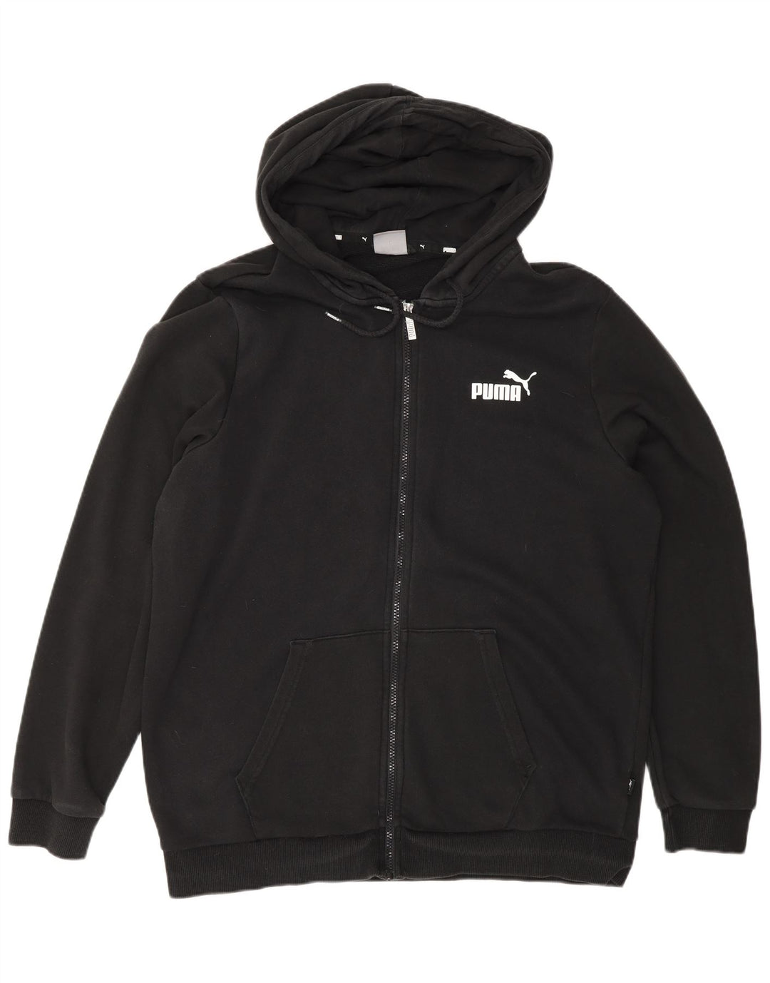 Puma Mens Zip Hoodie Sweater Large Black Cotton