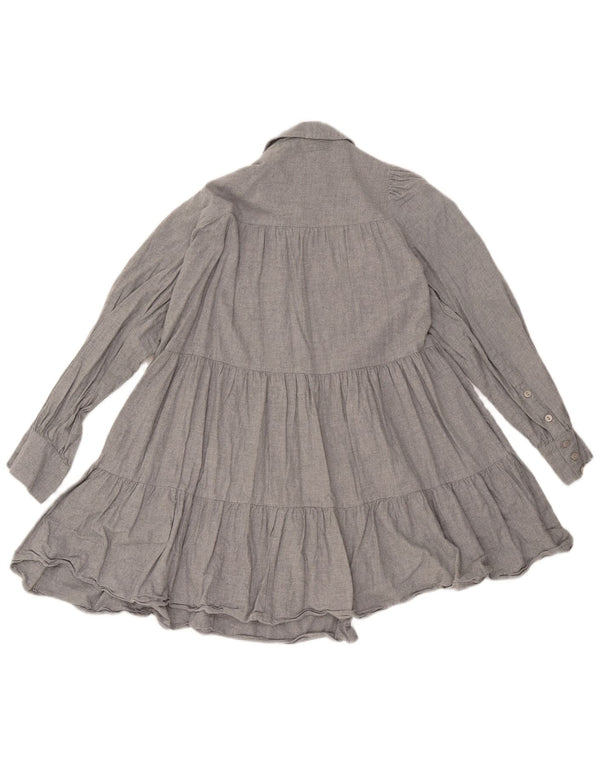 Zara Womens Long Sleeve Tunic Dress UK 6 XS Grey Cotton