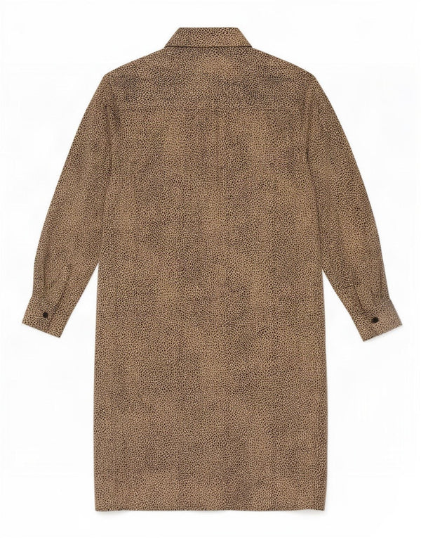 Zara Womens Relaxed Fit Long Sleeve Shirt Dress UK 6 XS Beige Animal Print