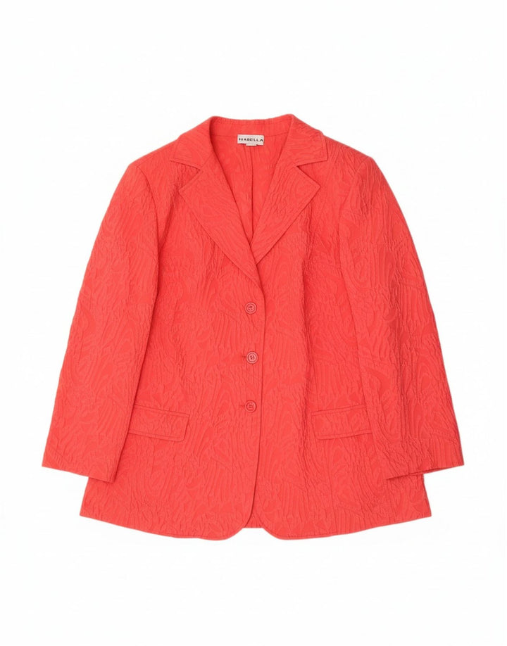 HABELLA Womens 3 Button Blazer Jacket UK 18 XL Pink Floral Polyester