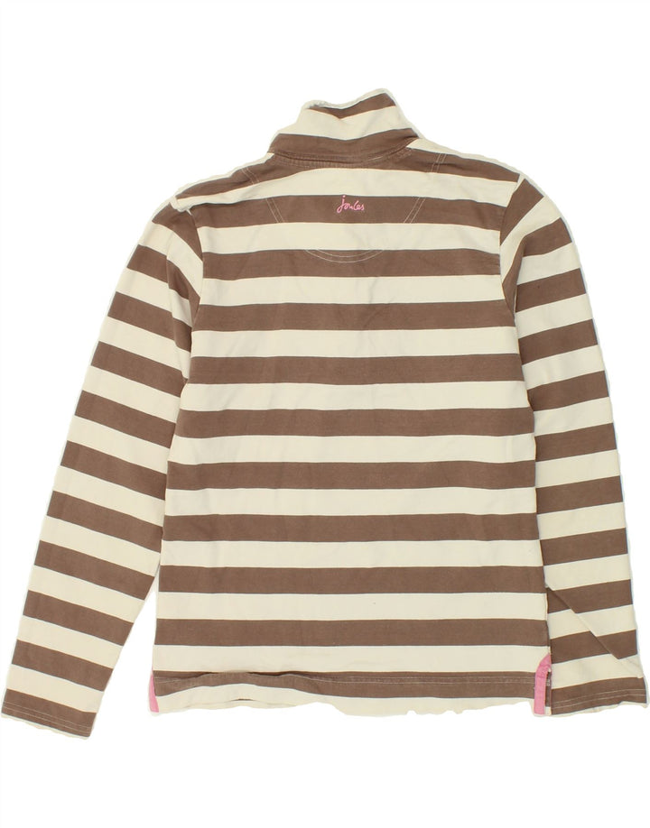 JOULES Womens Button Neck Sweatshirt Jumper UK 8 Small Brown Striped Vintage Joules and Second-Hand Joules from Messina Hembry 