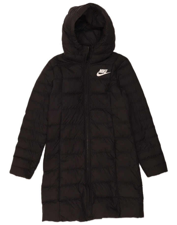 Damski płaszcz z kapturem i wyściełanym kapturem Nike UK 10, mały, czarny poliester