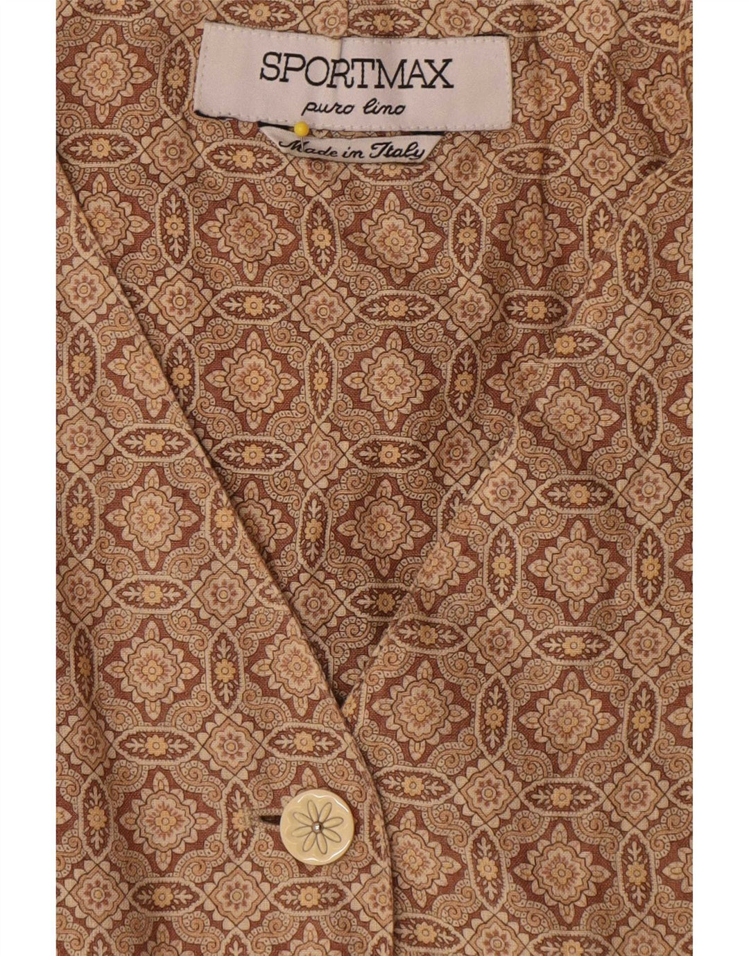 Sportmax Womens Sleeveless Blazer Jacket UK 12 Medium Brown Geometric