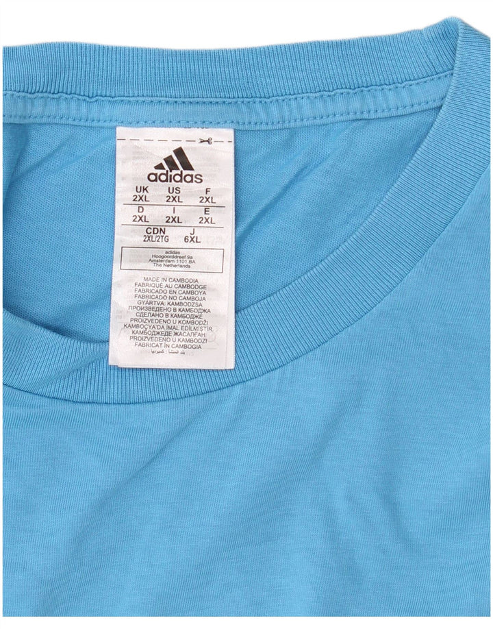 Adidas Mens T-Shirt Top 2XL Blue Cotton