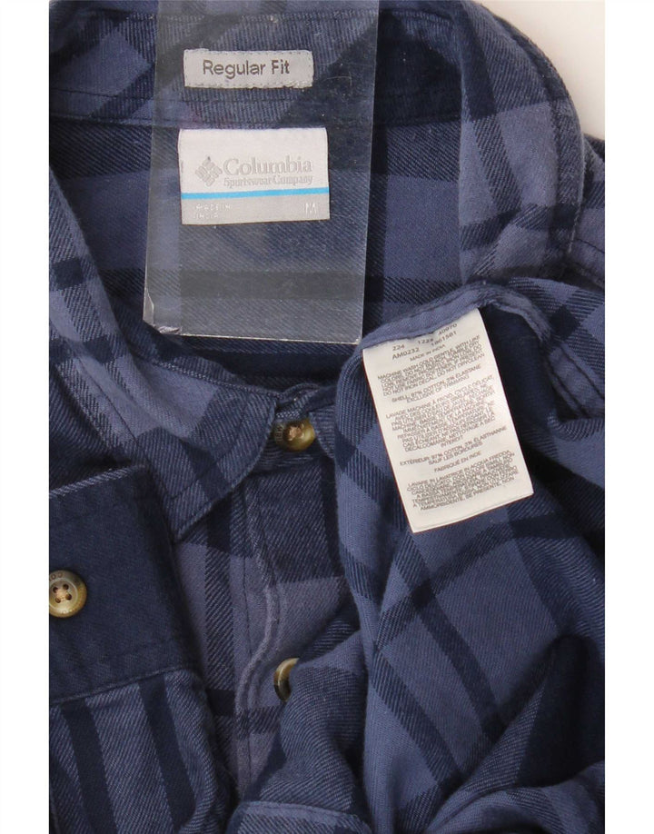 Columbia Mens Omni-Wick Regular Fit Flannel Shirt Medium Navy Blue Check