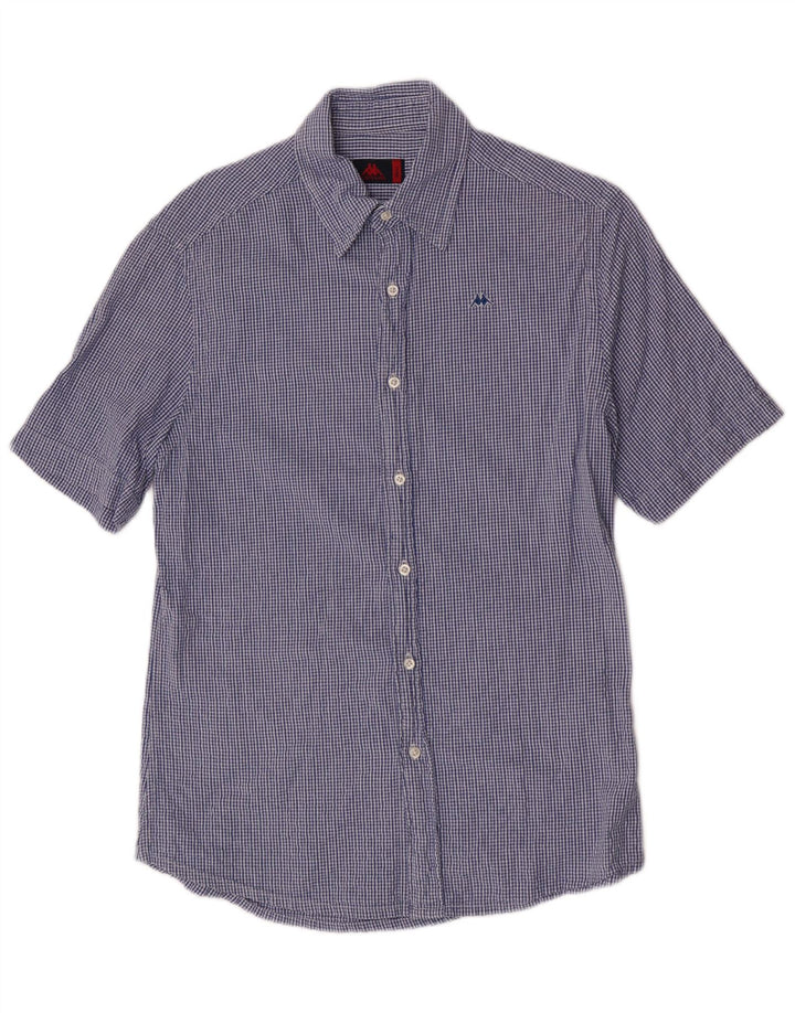 Kappa Mens Short Sleeve Regular Fit Shirt Small Blue Check Cotton
