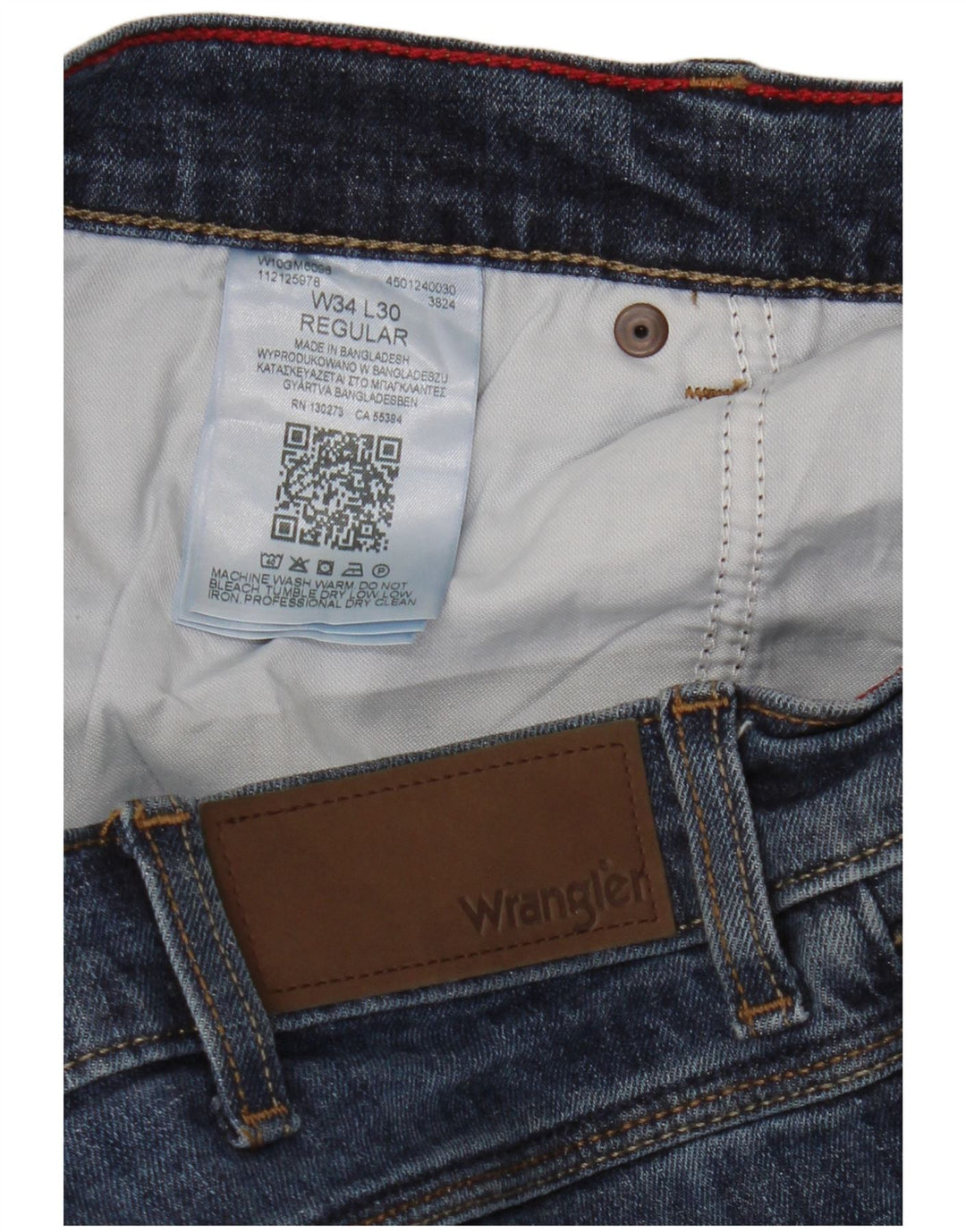 Wrangler Mens Regular Straight Jeans W34 L30 Blue Cotton