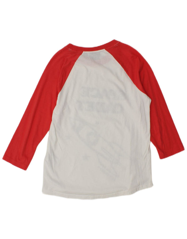 Superdry Womens Graphic Top 3/4 Sleeve UK 8 Small White Colourblock Cotton