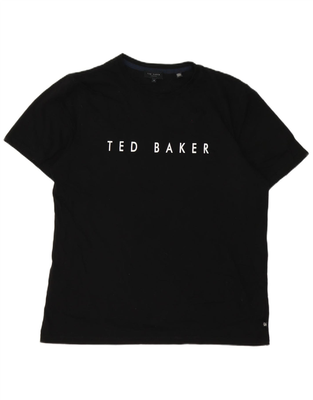 Ted Baker Mens Graphic T-Shirt Top Size 4 Large Black Cotton