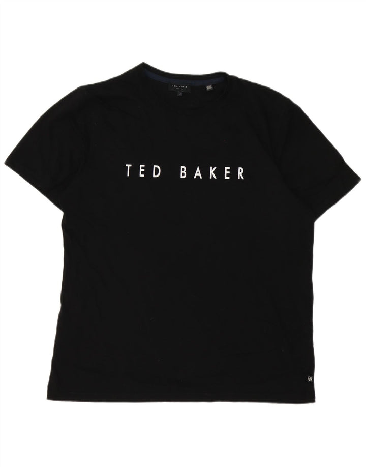 Ted Baker Mens Graphic T-Shirt Top Size 4 Large Black Cotton