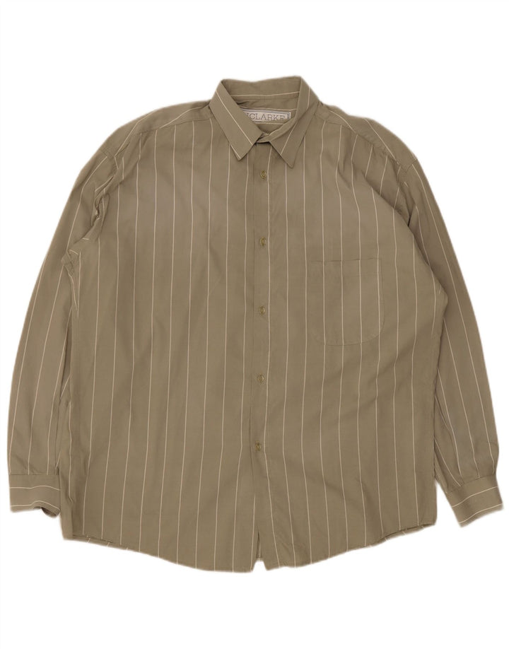Chemise Homme Vintage Rayée Kaki Moyen